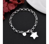 Pulsera fina de plata de ley s925 con cadena de estrellas para mujer, joyería de lujo para boda, regalos para amantes, dijes de Navidad 20cm 8inches