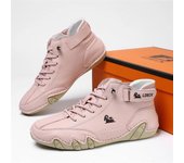 Zapatos de cuero para caminar para mujer, zapatillas de deporte de moda, zapatos casuales de caña alta para exteriores, calzado romano cómodo, botas de motocicleta 36