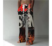 Pantalones Sueltos Casuales de Color Sólido para Hombres Pantalones Rectos con Estampado de Arco Iris y Lazo Elástico 2XL negro