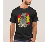 Camiseta militar con la bandera de España y perro carlino. Camiseta de algodón de primera calidad para hombre, cuello redondo y manga corta, tallas S a 3XL S negro
