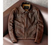 Abrigo de Cuero de vaca Natural marrón Vintage para hombre, chaqueta de motociclista a la moda de talla grande 5XL, chaqueta de cuero genuino de nuevo estilo XXXXXL