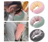 Yousheng Almohada de viaje portátil, cojín de apoyo para el cuello, extra suave, transpirable, lavable, no se decolora, ajustable, cojín de viaje para avión, coche gris oscuro