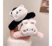 Nueva pinza de pelo de peluche con forma de oso de imitación de piel de conejo, pinza grande con forma de tiburón, pinza para el pelo con forma de oso flocado para mujer