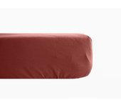 Drap housse percale pur coton 80 fils/cm² Vent du sud - Pêche - 90 x 190 cm bonnet de 35 cm