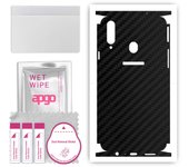 apgo Protective Skin Sticker for the back+sides compatible with Samsung Galaxy A20s, Full Wrap Film, Foil, Vinyl - Pattern Carbon Black