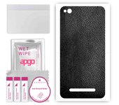 apgo Protective Skin Sticker for the back compatible with Xiaomi Redmi 4A, Wrap Film, Foil, Vinyl - Pattern Black Leather