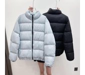 Chaqueta de plumón de otoño e invierno para mujer, chaqueta corta de pan, chaqueta de plumón de pato blanco gruesa bordada L negro