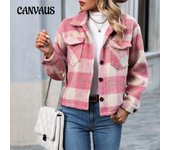 Chaqueta de Tweed para Mujer de otoño e Invierno, Chaqueta Corta de Tweed con Botones Informales cómoda y a Cuadros, Abrigo Corto S gris claro