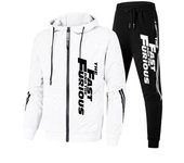 Chándal deportivo estampado de manga larga para hombres y mujeres, sudaderas con capucha con cremallera para hombres, trajes deportivos, chaqueta con capucha y pantalones deportivos, conjunto de 2 piezas S
