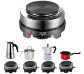Electrodomésticos Mini estufa eléctrica de 500W, placa de cocina caliente, leche, agua, café, horno de calefacción, aparato de cocina multifuncional, enchufe europeo Heating furnace negro