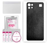 apgo Protective Skin Sticker for the back compatible with LG K92 5G, Wrap Film, Foil, Vinyl - Pattern Black Leather