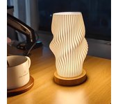 Lámpara de escritorio decorativa nórdica de madera maciza con impresión 3D, luz de ambiente creativa, interruptor táctil de carga, luz de noche para el hogar 1PC blanco