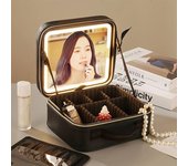 Nuevo estuche para cosméticos con luz LED y espejo, impermeable, de piel sintética, portátil, para viaje, para guardar maquillaje