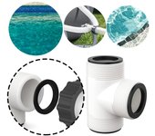 Extensor de manguera de piscina con 3 anillos en L, conector en T para manguera de bomba de piscina, conector de manguera para piscina elevada para piscina Intex Coleman blanco