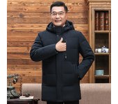 Abrigos de plumón de invierno para hombres de mediana edad, chaqueta de plumón de pato blanca informal con capucha, parkas negras gruesas y cálidas para hombres L caqui