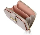 LASIEM Cartera de Cuero Genuino x Cartera Plegable Cartera Mini Cartera de Cuero Genuino Cartera Pequeña de Cuero Cartera Mini Compacta Gris Claro x Beige Rosado