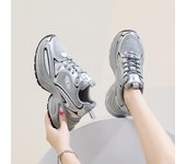 Zapatillas de deporte de malla transpirable para mujer, zapatillas para correr con plataforma gruesa, zapatos para caminar con cordones y sin cordones, zapatos deportivos cómodos para mujer para deportes de tenis 35 beige