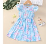 Vestido de princesa con mangas voladoras para niñas, moda de primavera y verano, vestido informal para niñas 90cm