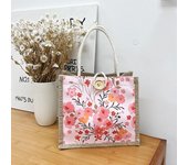 Bolso de lona con diseño floral, bolso de mujer, pequeño, fresco, estilo extranjero, bolso de hombro, bolso de mano de moda azul