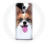 Coque pour Samsung Galaxy A8 2018 Épagneul nain continental papillon Chiot Blanc et marron