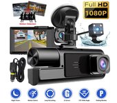Cámara para salpicadero de coche 1080P, 3 cámaras, grabadora de conducción delantera y trasera, DVR de 3 canales con grabación en bucle, sensor G, caja negra, accesorios para coche 2 Lens