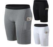 Leggings negros para hombre Capa base Pantalones cortos deportivos ajustados blancos Gimnasio Entrenamiento físico Pantalones inferiores para correr grises Medias Calzoncillos cortos de baloncesto con bolsillo S negro
