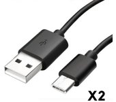 Cable USB-C pour Xiaomi Mi 11 - Mi 11 LITE - Mi 11 LITE 5G - Cable chargeur Type USB-C Noir 1 Mètre [LOT 2] Phonillico®