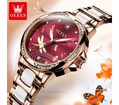 OLEVS nuevo reloj mecánico de cerámica con incrustaciones de diamantes reloj de mujer