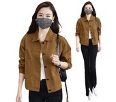 Chaqueta vaquera lisa para mujer, abrigo vintage, abrigo de manga larga, abrigo para mujer XXXXL caqui