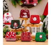 Caja de dulces navideña con asa, minibolso de hierro, muñeco de nieve, Papá Noel, soporte para bocadillos, Navidad B