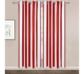 Cortinas de rayas verticales rojas y blancas para sala de estar, comedor, dormitorio, puerta, balcón de lujo, ventanas, tamaño personalizado W50 X H130(CM)X2&Hook