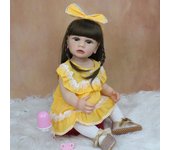BZDOLL 55CM nueva muñeca Reborn niña de silicona juguete 22 pulgadas vinilo clásico vestido Boneca regalo de cumpleaños juguete de baño Blue eyes, 55cm