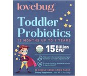 Probióticos LoveBug, Probiótico para bebés, de 12 meses a 4 años, 15 mil millones de UFC, 30 porciones en barritas, paquete de 0,06 oz (1,8 gramos) Cada