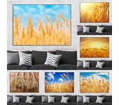Pintura en lienzo de oreja de trigo moderna, carteles de granja de campo de trigo e impresiones de paisaje de atardecer para sala de estar, Cuadros de decoración del hogar 21cm×30cm NoFrame
