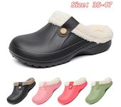 Zapatos cálidos de algodón para invierno para hombre, Zapatillas de casa de piel cálida para mujer, Zapatillas de felpa antideslizantes de EVA, calzado de suela gruesa para interior para parejas 35-36 blanco negro