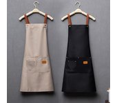 Delantales de cocina de lona a la moda para mujer y hombre, delantal de trabajo de Chef para parrilla, restaurante, Bar, tienda, cafeterías, uniforme de estudios de uñas de belleza None marrón