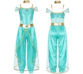 Disfraz de princesa árabe para niñas, disfraz de Halloween, disfraz de fiesta de carnaval, traje de danza del vientre 11-12 Years azul