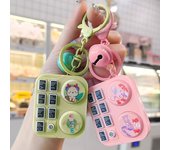 Mini consola de juegos con controlador de DJ y luz musical, portátil, para viajes, a batería, para niños, adolescentes y adultos, máquina de juego de DJ educativa, llavero de juguete B color rosa