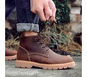 Botas de herramientas para exteriores, botas Martin de cuero para parejas, botas de cuero transpirables de caña media para mujer, botas de desierto para hombre, botas cortas de vaquero, botas de motociclista 35