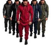 Mono de hombre, pantalones deportivos de manga larga, color puro, empalme, sudadera informal con capucha y cremallera para otoño e invierno. XS