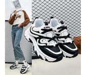 Zapatillas de deporte informales antideslizantes para mujer, zapatillas de deporte con plataforma, con cordones, transpirables, cómodas, para correr, caminar, malla de piel sintética, zapatos deportivos de tenis planos 35 negro