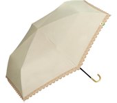 Paraguas plegable con sombrilla que bloquea la luz. Bordado festoneado. Super Mario Mini. Sombreado. Protección UV. Ideal para días soleados y lluviosos. Costilla de 49 cm. Nintendo. beige