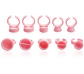 100 piezas de anillo de tinta para tatuaje, color rosa, profesional, portátil, soporte para pigmento de microblading para pestañas