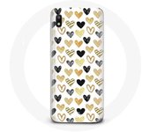 Coque pour Samsung Galaxy A10 Fond de texture abstraite coeurs noir jaune et gris