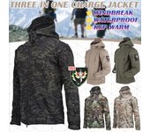 2023 Chaqueta para hombre Abrigo táctico al aire libre de combate con capucha impermeable cálido de invierno S negro