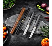Juego de 2 cuchillos de fruta de acero inoxidable con mango de plástico, cuchillo de deshuesado de doble hoja, cuchillo de carnicero, cortador para picar