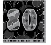 Servilletas de fiesta de 80 cumpleaños con brillo negro Unique Party One Size negro