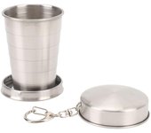 Taza plegable de acero inoxidable para viajes al aire libre, camping, taza plegable portátil con llavero para 150ml