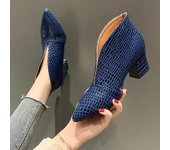 Botines retro para mujer, con escote en V puntiagudo, de charol, con tacones altos, sencillos y versátiles, para ir a la oficina. 41 negro
