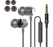Auriculares estéreo con graves potentes, nuevo canal, control remoto con cable, volumen, sonido nítido y sonido externo, compatibles con auriculares, con cable de 3,5 mm. gris